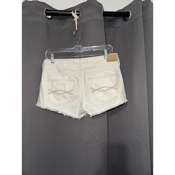 Abercrombie & Fitch White Denim Shorts Size 2 – Low Rise Distressed Button Fly - Picture 9 of 9